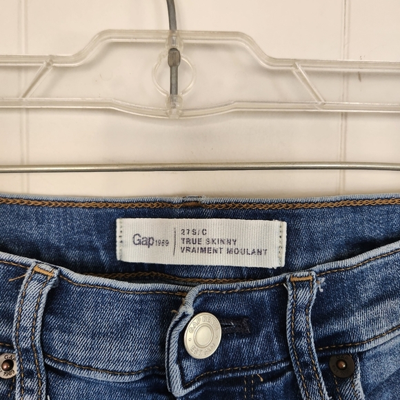 Gap True Skinny Jeans Mid Rise Classic Blue Basic Boho Neutral Size 27 short - Picture 7 of 13